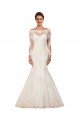 Cheapest Long Sleeves Mermaid Lace Wedding Dress with Illusion Back UK