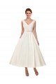 Cheapest V-Neck A-Line Short Ankle Length Satin Wedding Dress UK