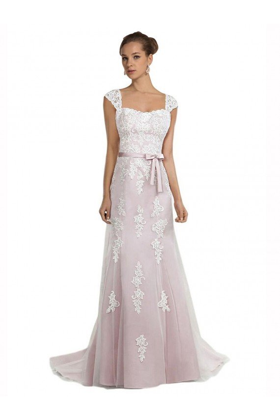 Cheapest Strapless Mermaid Tulle Lace Beach Wedding Dress with Belt UK