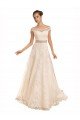 Cheapest Off the Shoulder Illusion Back A-Line Lace Beach Wedding Dress UK