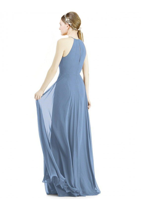 Cheapest Keyhole Halter Chiffon Maxi Bridesmaid Dress UK