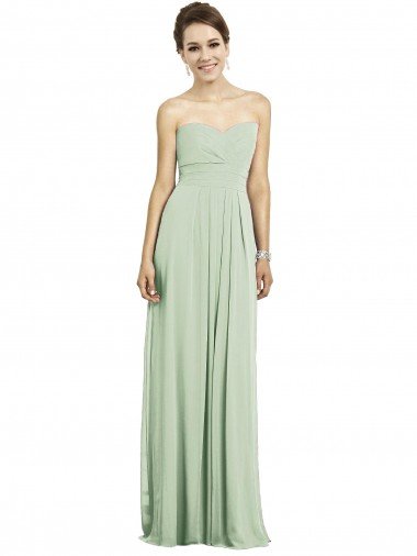 Cheapest Full Length Strapless Chiffon Bridesmaid Dress with Sweetheart Neckline UK