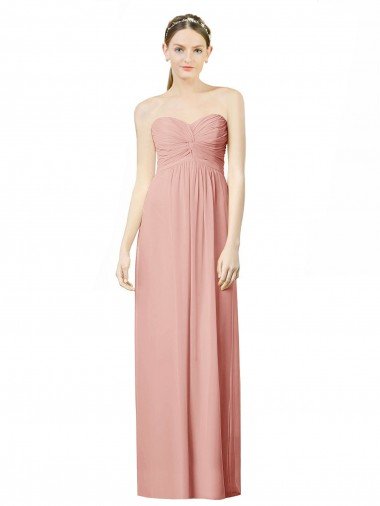 Cheapest Long Chiffon Sweetheart Bridesmaid Dress with Twist Bodice UK