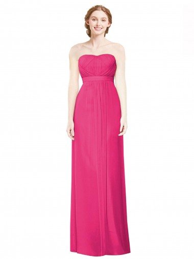 Cheapest Full Length Strapless Long Chiffon Dress with Waistband UK