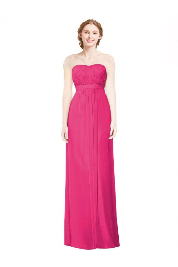 Cheapest Full Length Strapless Long Chiffon Dress with Waistband UK