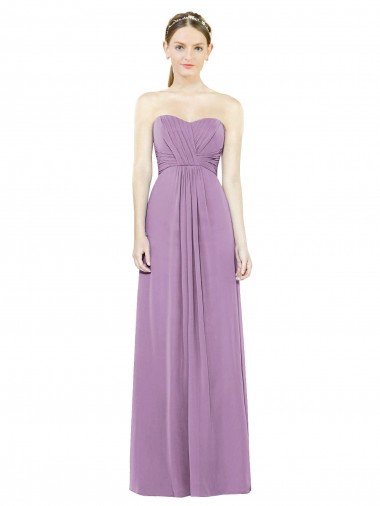 Cheapest Sweetheart Neckline Strapless Chiffon Bridesmaid Dress with Wrap Pleat UK