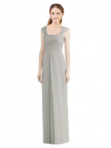 Cheapest Full Length Lux Chiffon Dress with Draped Bodice And Shirred Straps UK