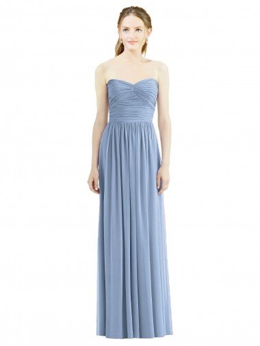 Cheapest Strapless Long Chiffon Dress with Sweetheart Neckline And Draped Bodice UK