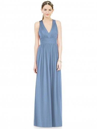 Cheapest Sleeveless Cross Strap Back Chiffon Bridesmaid Dress UK