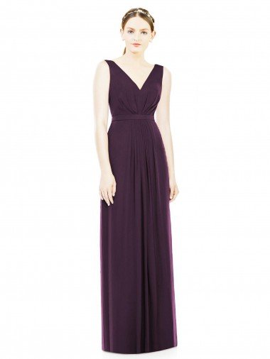 Cheapest V-Neckline Sleevelss Full Length Chiffon Bridesmaid Dress UK