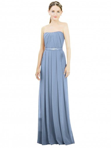 Cheapest V-Pleat Chiffon Full-Length Strapless Bridesmaid Dress UK