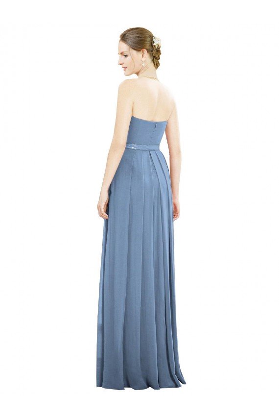 Cheapest V-Pleat Chiffon Full-Length Strapless Bridesmaid Dress UK