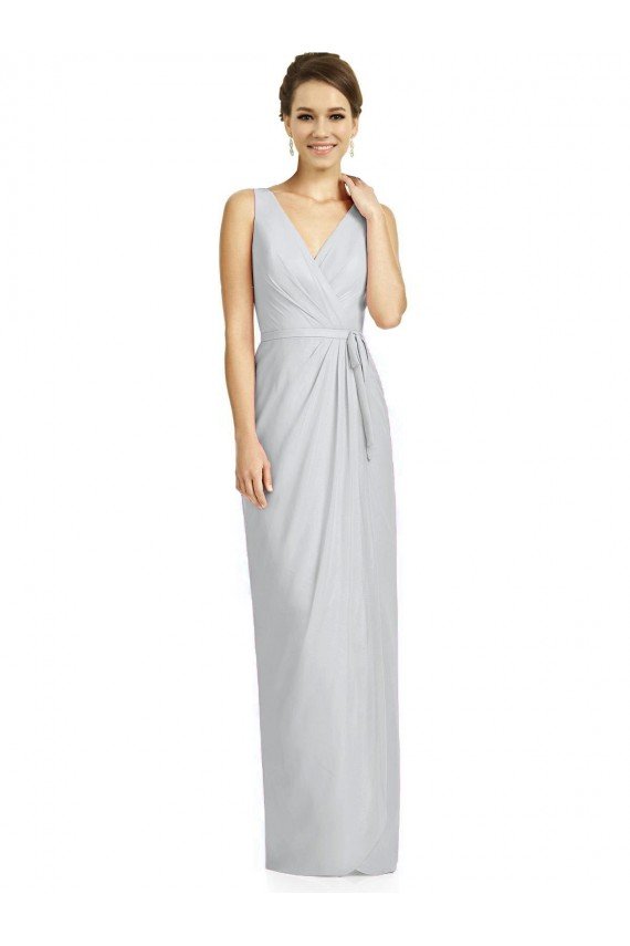 Cheapest Draped V-Neck Cocktail Length Chiffon Bridesmaid Dress UK