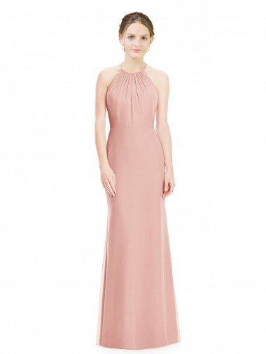 Cheapest Halter Neck Trumpet Chiffon Bridesmaid Dress UK