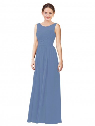 Cheapest Luxe Chiffon Bridesmaid Dress with Illusion and Sweetheart Neckline UK