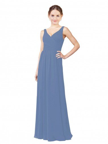 Cheapest Draped V-Neck Luxe Chiffon Bridesmaid Dress UK