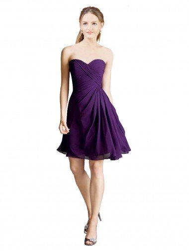 Cheapest Draped Chiffon Long Sweetheart Cocktail Bridesmaid Dress UK