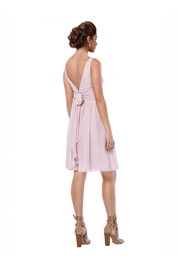 Cheapest Short Knee Length Criss Cross Draped Chiffon Cocktail Bridesmaid Dress UK