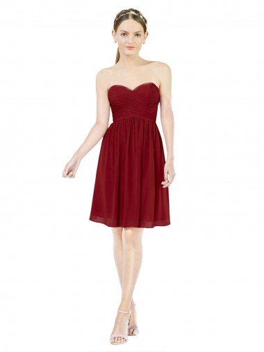 Cheapest Short Sweetheart Knee Length Chiffon Cocktail Bridesmaid Dress with Open Back UK