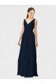 Cheapest Long Chiffon Bridesmaid Dress with Shirred Bodice and V-Neckline UK