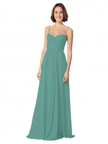 Cheapest Spaghetti Straps Sweetheart A-Line Chiffon Bridesmaid Dress UK