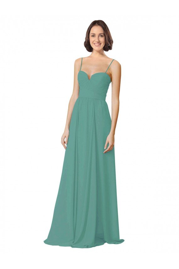 Cheapest Spaghetti Straps Sweetheart A-Line Chiffon Bridesmaid Dress UK