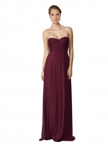 Cheapest Floor Length Chiffon Bridesmaid Dress with Sweetheart Neckline UK