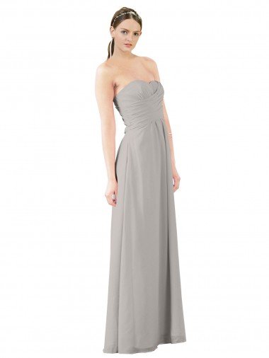 Cheapest Twisted Strapless Sweetheart Neckline Long Chiffon Bridesmaid Dress UK