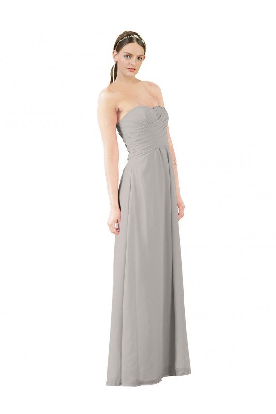 Cheapest Twisted Strapless Sweetheart Neckline Long Chiffon Bridesmaid Dress UK