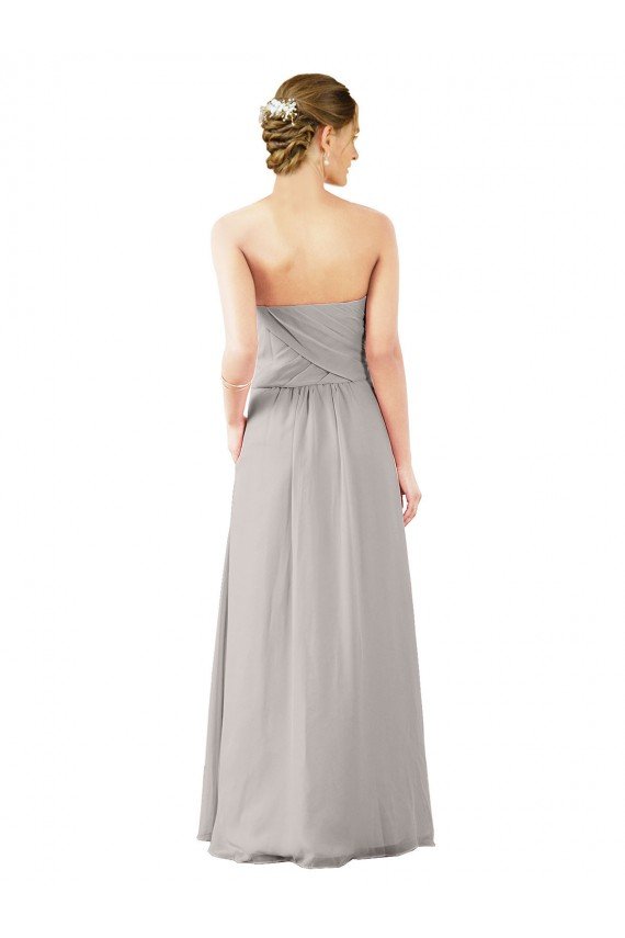 Cheapest Twisted Strapless Sweetheart Neckline Long Chiffon Bridesmaid Dress UK