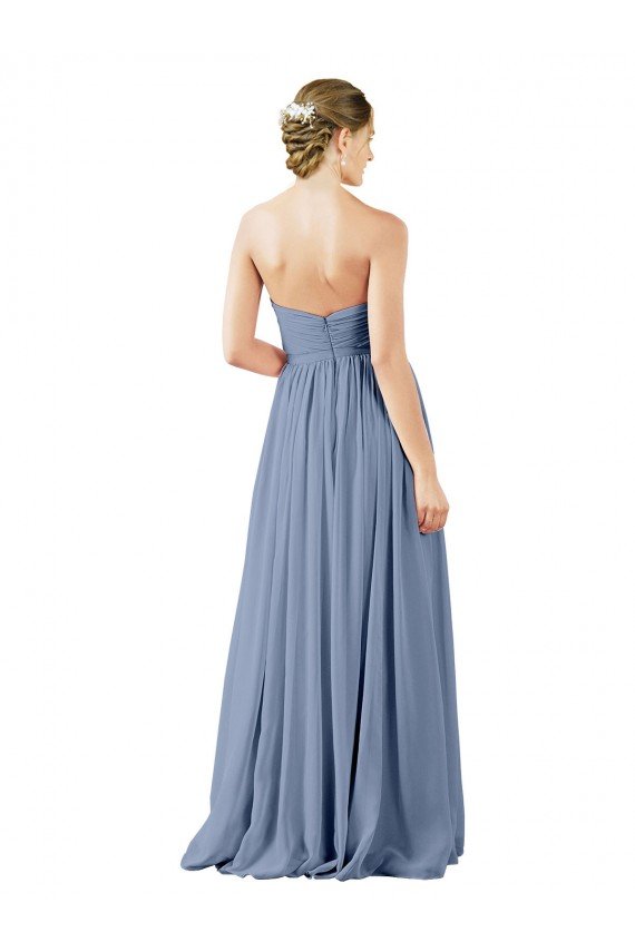 Cheapest Deep Sweetheart Neckline Open Back Long Chiffon Bridesmaid Dress UK