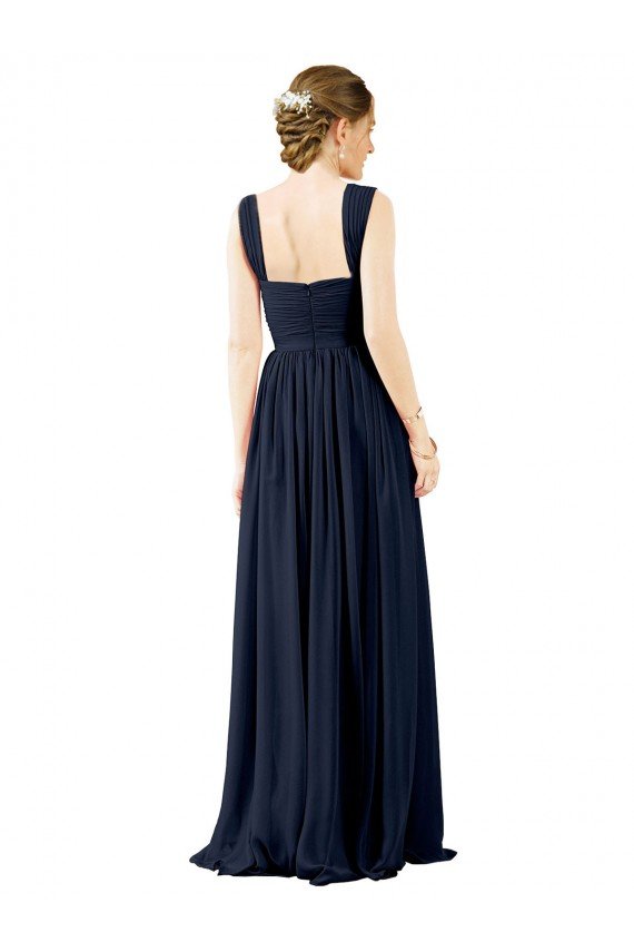 Cheapest Square Neckline Sexy Open Back Long Chiffon Bridesmaid Dress UK