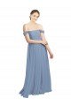 Cheapest Long Floor Length Chiffon Bridesmaid Dress with Fluttering Off the Shoulder Straps UK