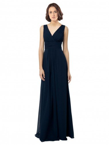 Cheapest Chiffon Sleeveless Bridesmaid Dress with V Front and Back UK