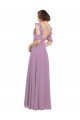 Cheapest Long Chiffon Bridesmaids Dress with Flounced Sleeve Detail and Criss Cross Back UK