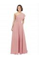 Cheapest Chiffon Bridesmaids Dress with One Shoulder Flounced Sleeve UK