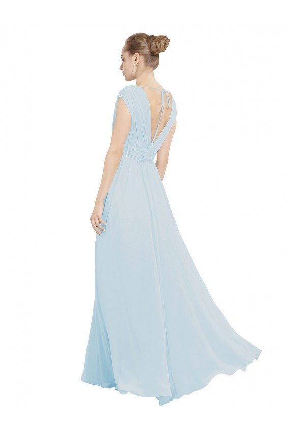 Cheapest Chiffon Bridsmaids Dress with V-Neckline and Tie V Back UK