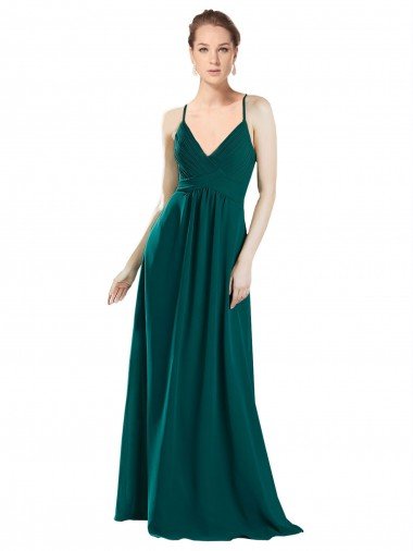 Cheapest Sexy Chiffon Bridesmaid Dress with Deep V-Neckline UK