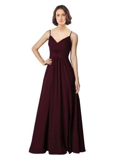 Cheapest V-Neck Chiffon Bridesmaid Dress with Twist Front Bodice UK