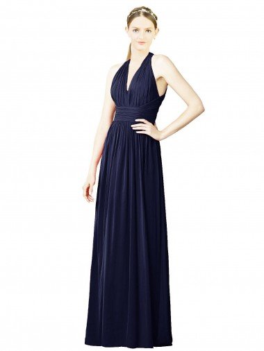 Cheapest V-Neck Halter Long Open Back Chiffon Bridesmaid Dress UK