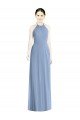 Cheapest Halter Neck Tie Back Long Chiffon Bridesmaid Dress UK