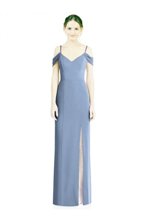 Cheapest Draped Cold Shoulder Sweetheart Long Chiffon Formal Bridesmaid Dress UK