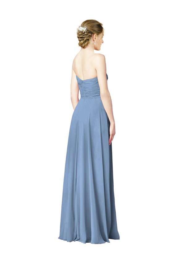 Cheapest Draped Strapless Sweetheart Full Length Chiffon Bridesmaid Dress UK