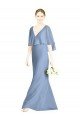 Cheapest V-Back Trumpet Chiffon Bridesmaid Dress with Draped Cape Overlay UK