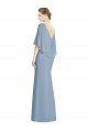 Cheapest V-Back Trumpet Chiffon Bridesmaid Dress with Draped Cape Overlay UK