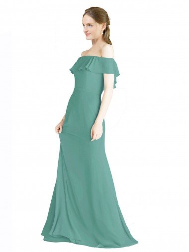 Cheapest Off the Shoulder Bohemian Chiffon Bridesmaid Dress UK