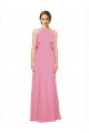 Cheapest Ruffle Halter Neck A-Line Chiffon Bridesmaid Dress with Open Back UK