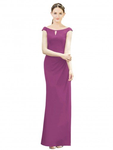 Cheapest Full Length Long Chiffon Bridesmaid Dress with Boat Neck UK