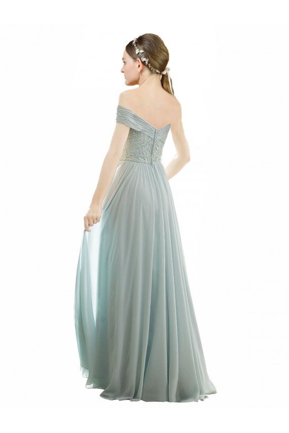 Cheapest Romantic Bridesmaid Dress with Embroidered Off the Shoulder Bodice UK