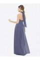 Cheapest High Halter Neck Chiffon Bridesmaid Dress with Twist-Tie UK